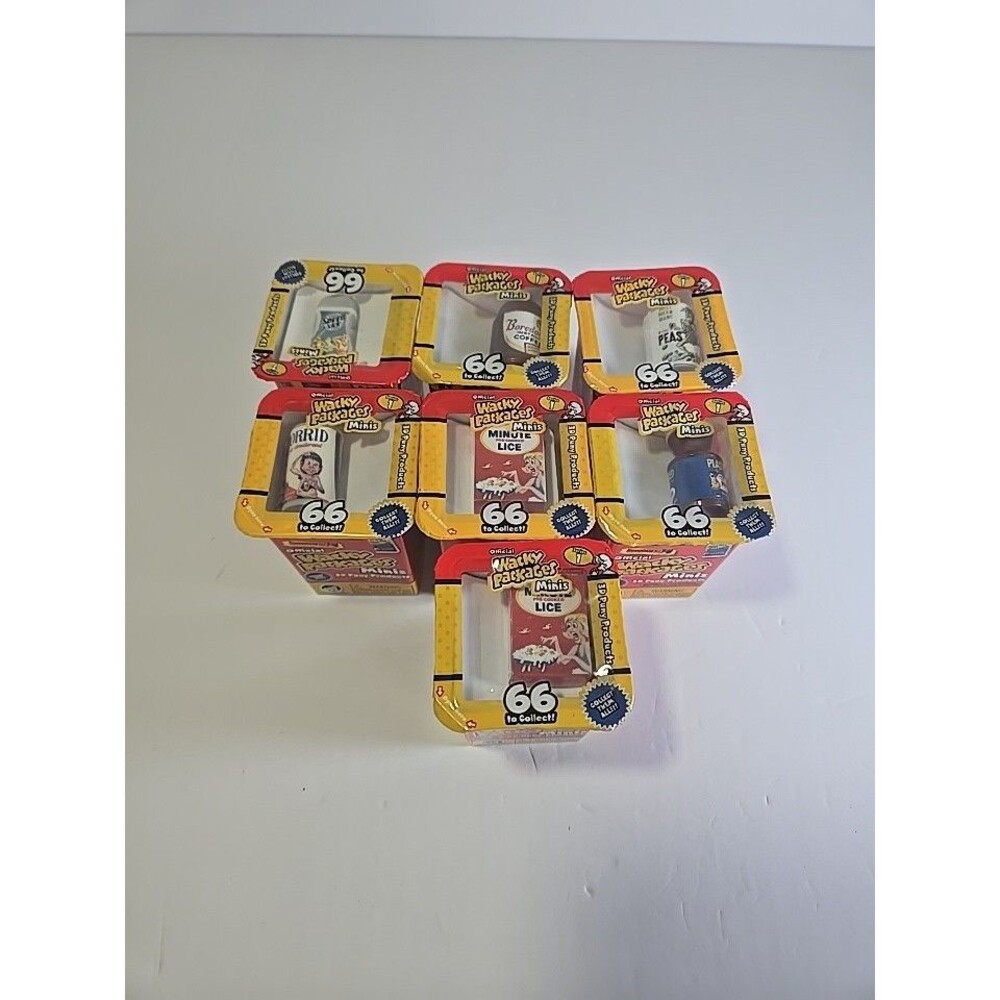 Lot of 7 Official Wacky Packages Minis Series 1 - Super Impulse 3D Puny Products